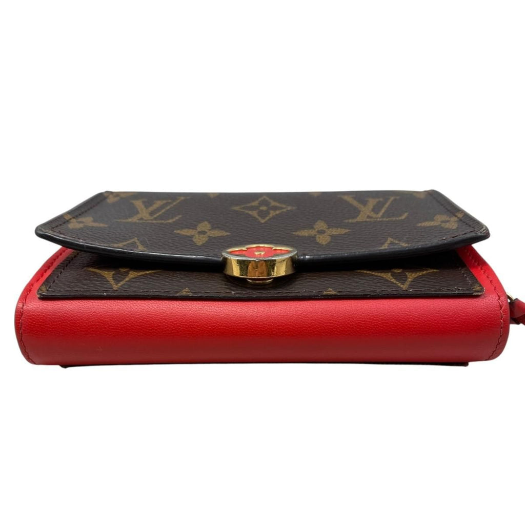 Louis Vuitton Fold Wallet Portefeuille Flor Compact Leather Brown Red Monogram — view 4