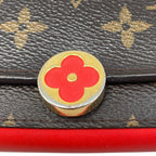 Louis Vuitton Fold Wallet Portefeuille Flor Compact Leather Brown Red Monogram — view 8
