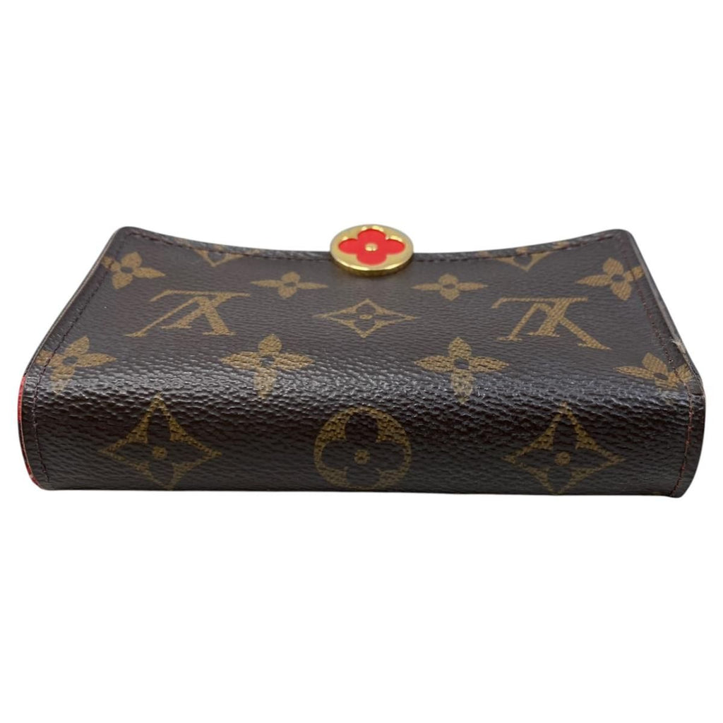 Louis Vuitton Fold Wallet Portefeuille Flor Compact Leather Brown Red Monogram — view 3