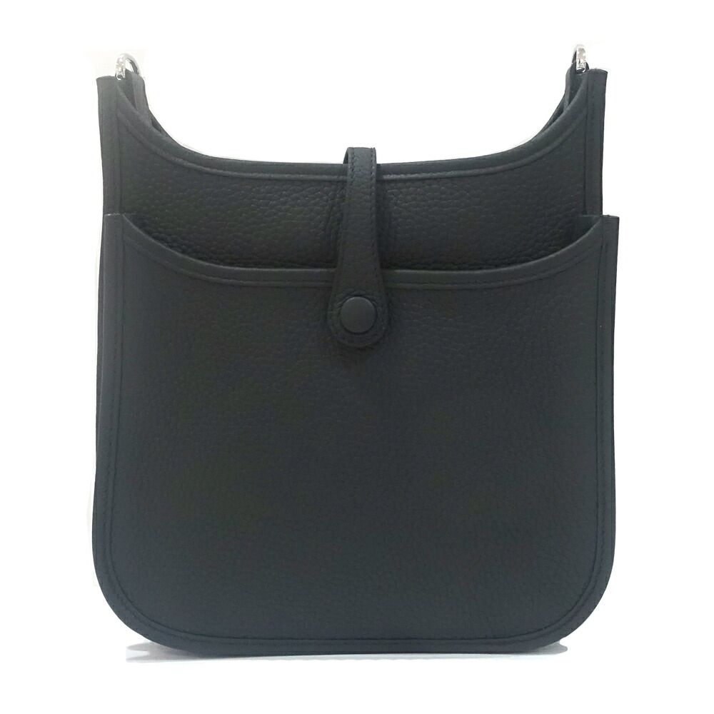 Hermes Evelyne 23 Black Taurillon Clemence Silver Shoulder Bag — view 2