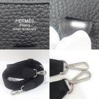 Hermes Evelyne 23 Black Taurillon Clemence Silver Shoulder Bag — view 8
