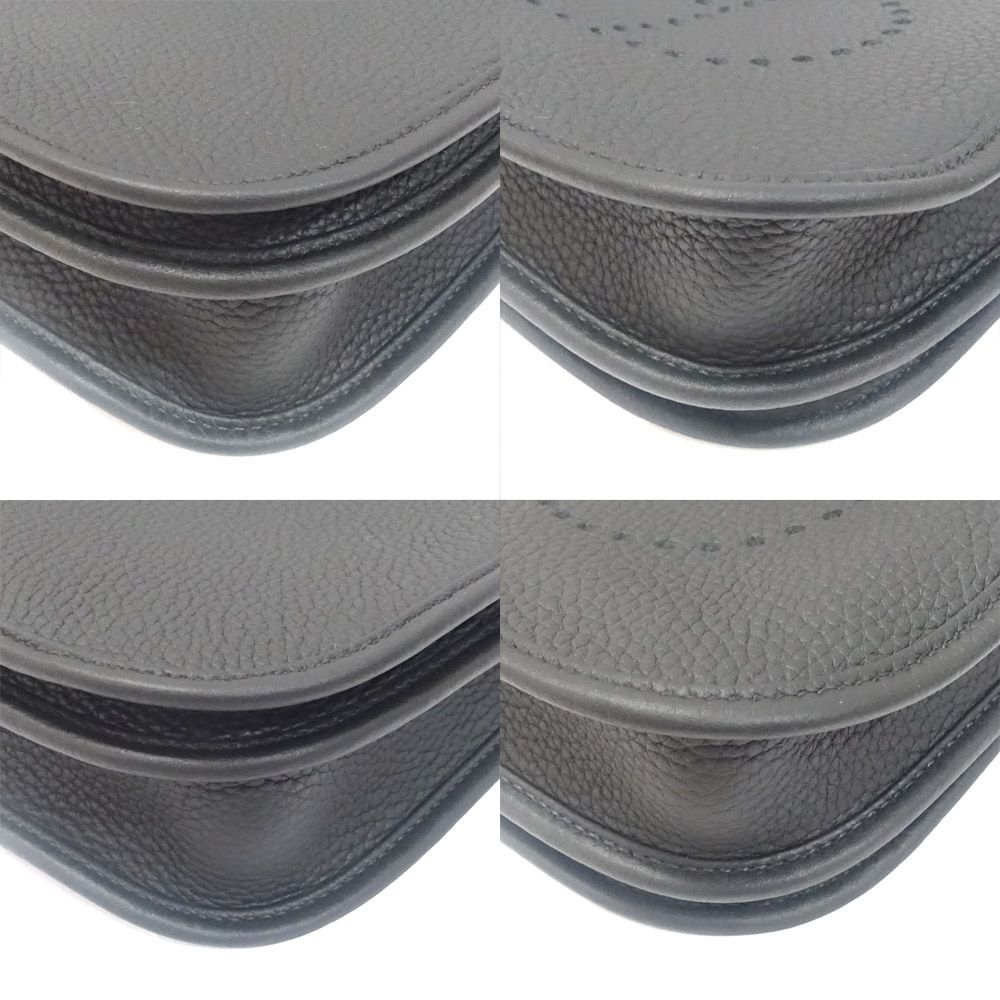 Hermes Evelyne 23 Black Taurillon Clemence Silver Shoulder Bag — view 5