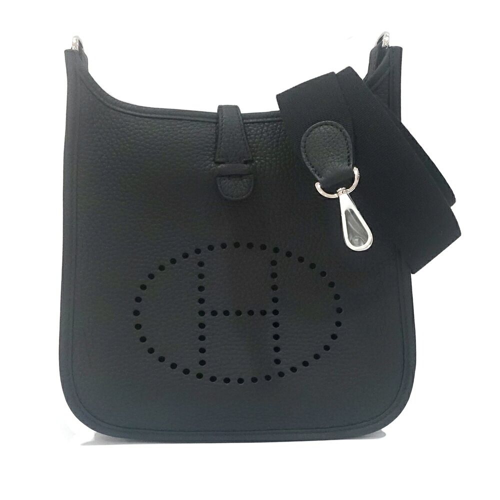 Hermes Evelyne 23 Black Taurillon Clemence Silver Shoulder Bag