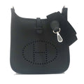 Hermes Evelyne 23 Black Taurillon Clemence Silver Shoulder Bag