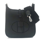 Hermes Evelyne 23 Black Taurillon Clemence Silver Shoulder Bag