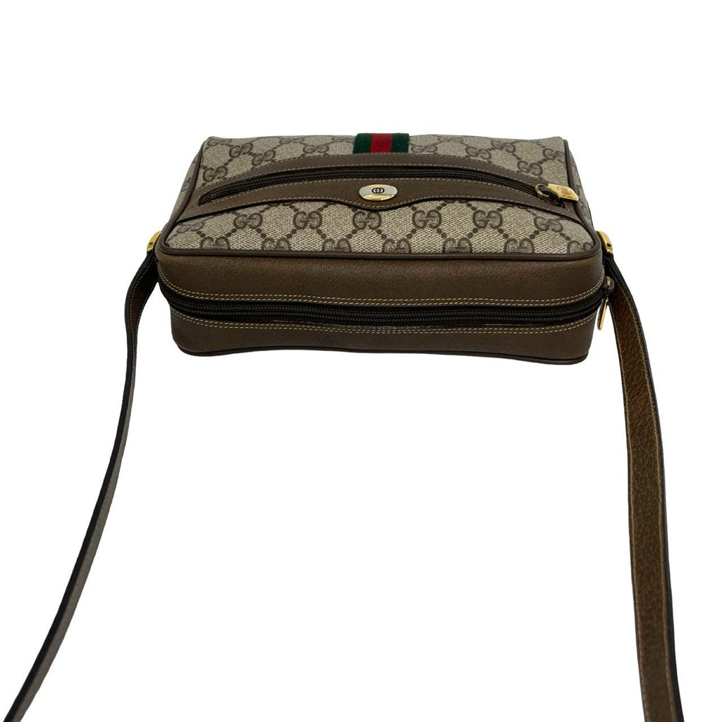 Gucci Vintage Sherry Line GG Logo Leather Shoulder Bag Brown — view 4