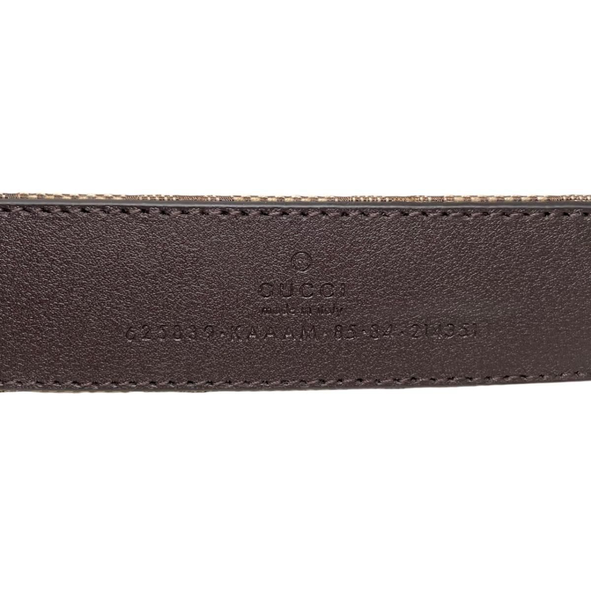 Gucci Belt GG Marmont Canvas Leather Brown Logo Gold — view 5