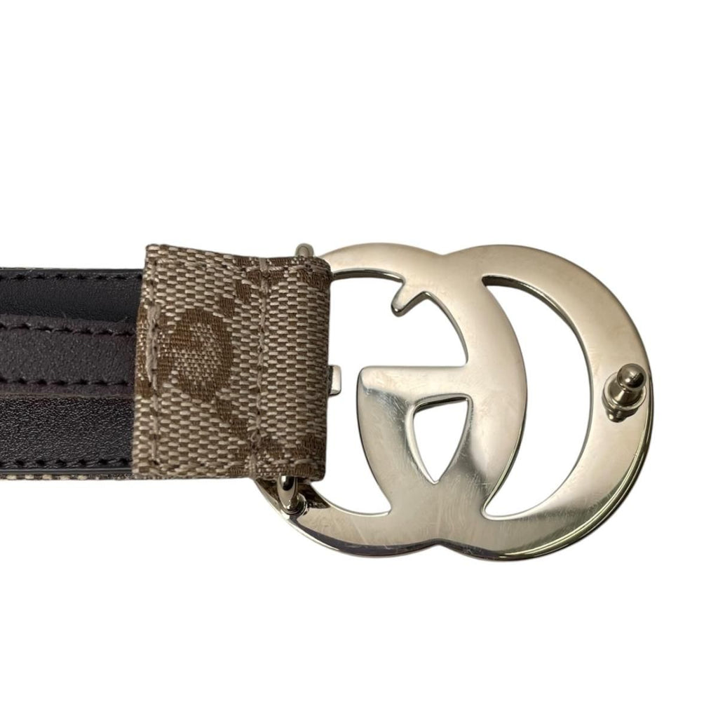 Gucci Belt GG Marmont Canvas Leather Brown Logo Gold — view 4