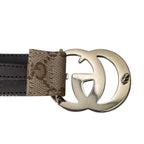 Gucci Belt GG Marmont Canvas Leather Brown Logo Gold — view 4