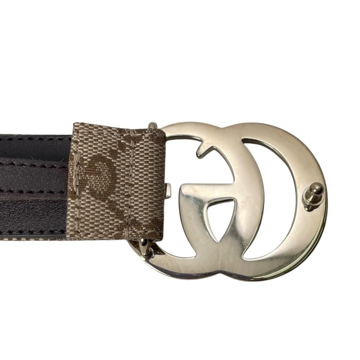 Gucci Belt GG Marmont Canvas Leather Brown Logo Gold — view 4