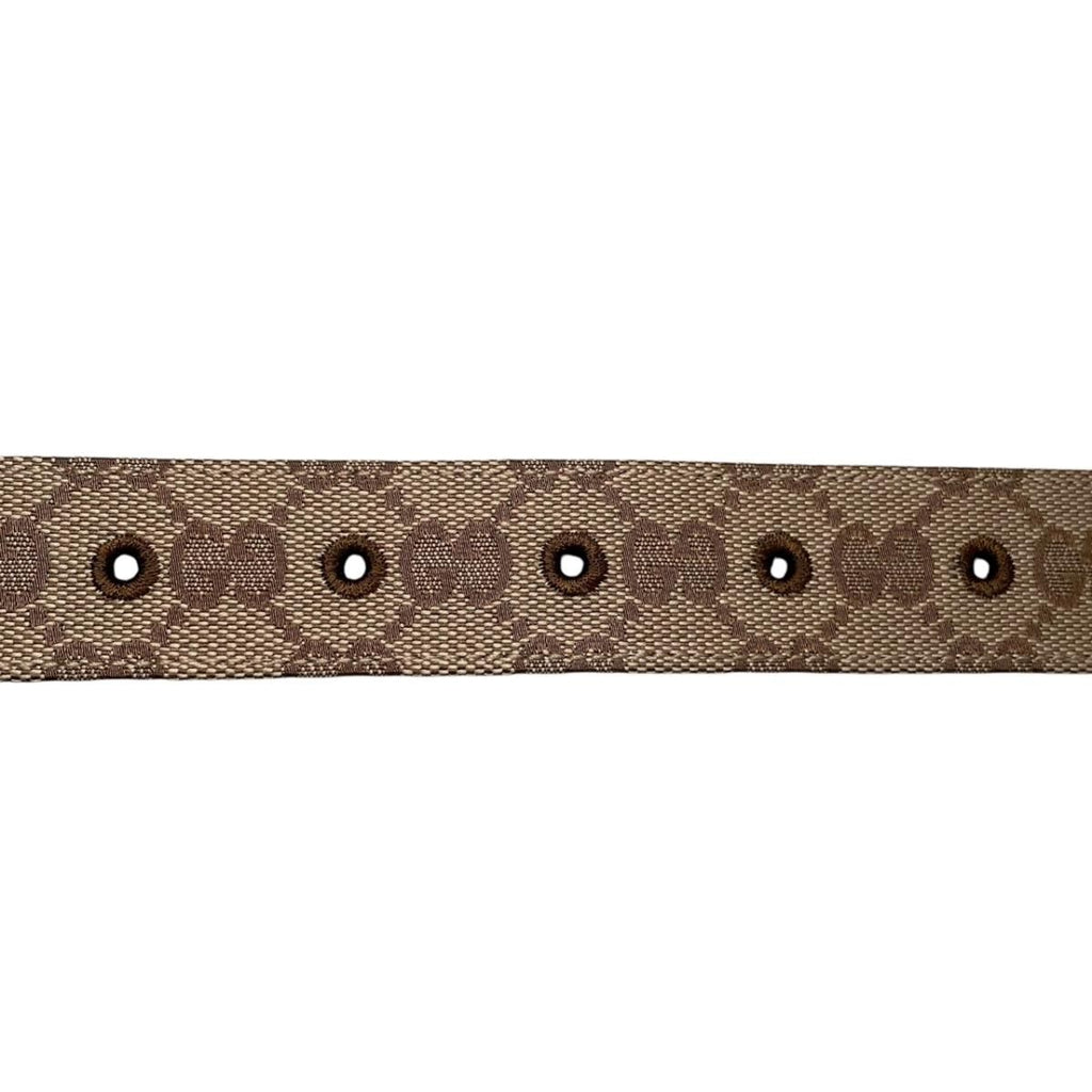 Gucci Belt GG Marmont Canvas Leather Brown Logo Gold — view 7