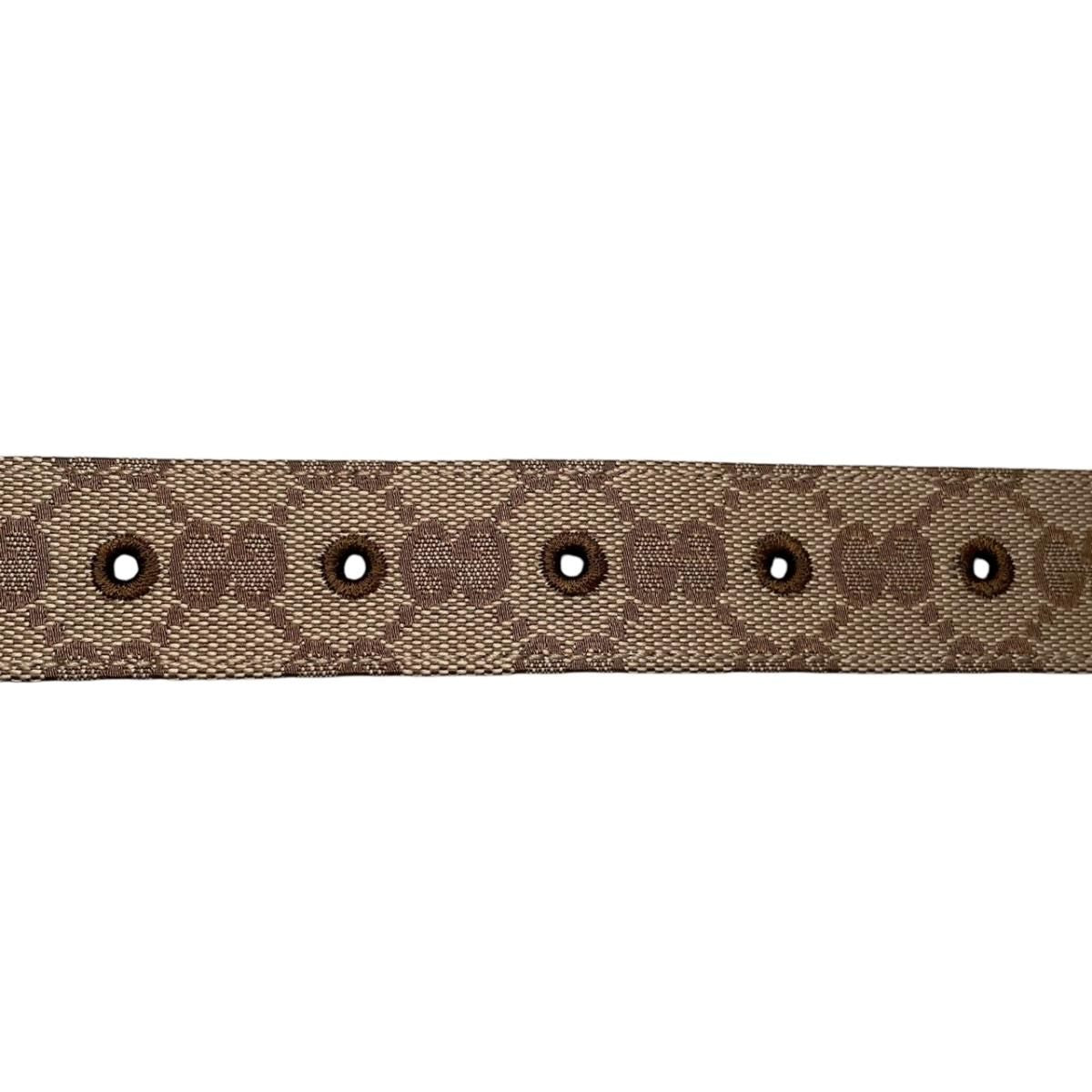 Gucci Belt GG Marmont Canvas Leather Brown Logo Gold — view 7