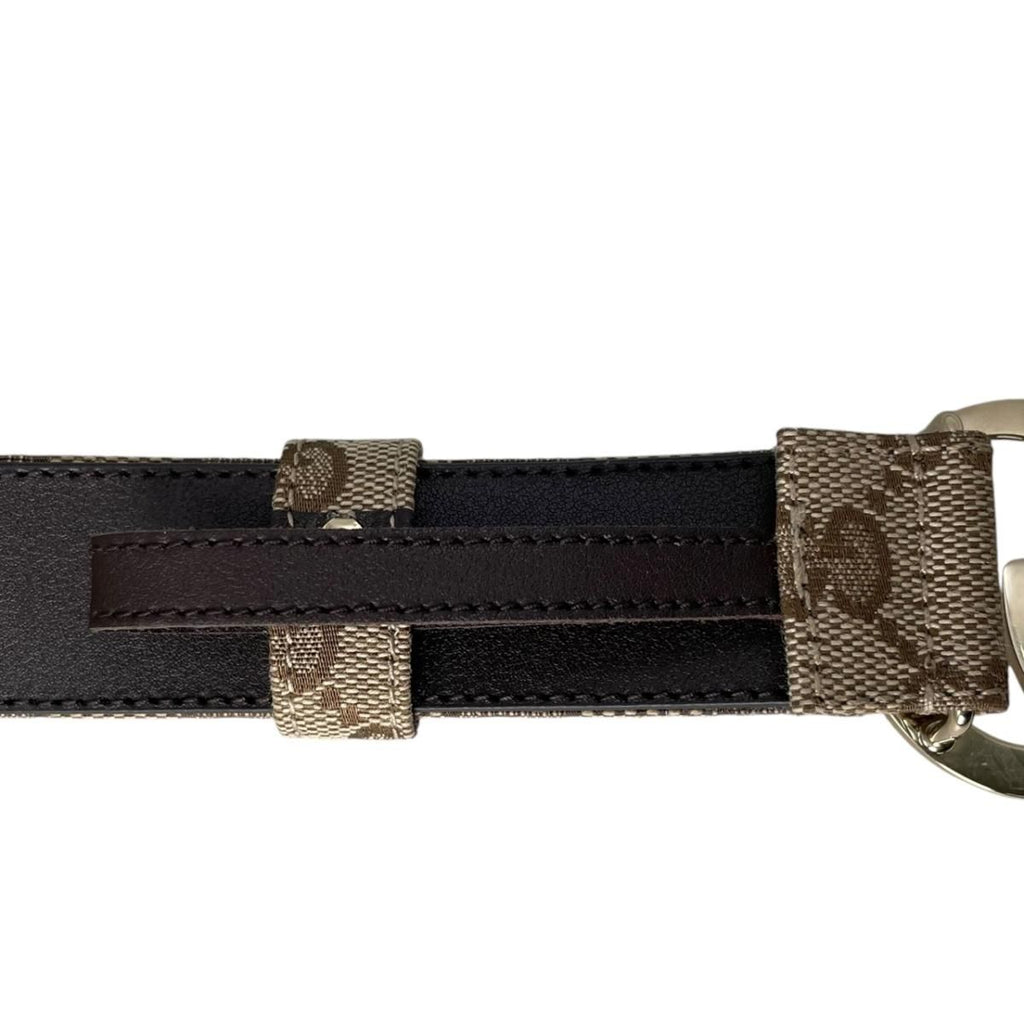 Gucci Belt GG Marmont Canvas Leather Brown Logo Gold — view 6