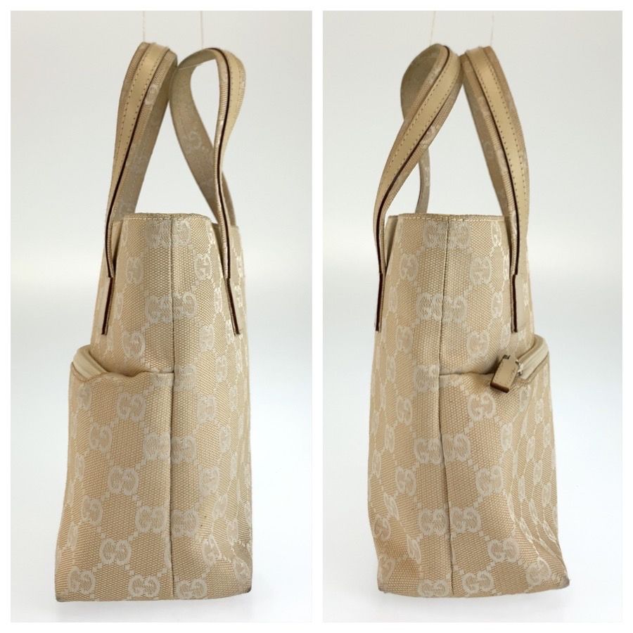Gucci Beige Ivory GG Canvas Leather Tote Bag — view 8