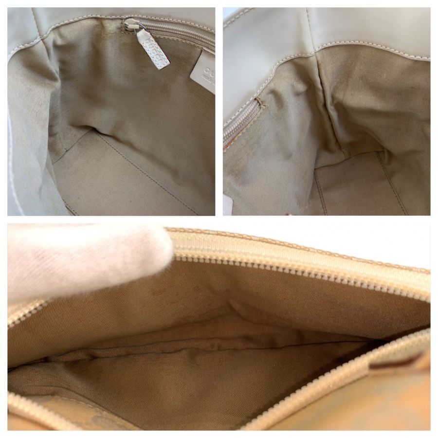 Gucci Beige Ivory GG Canvas Leather Tote Bag — view 6