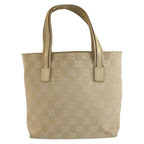 Gucci Beige Ivory GG Canvas Leather Tote Bag — view 2