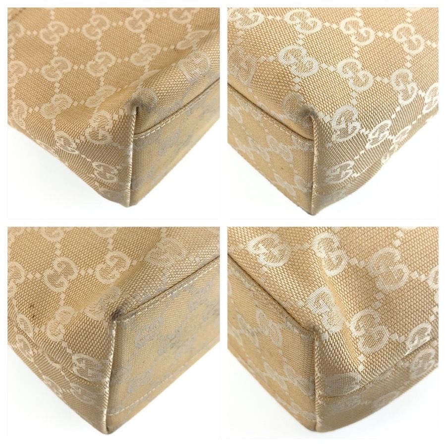 Gucci Beige Ivory GG Canvas Leather Tote Bag — view 4