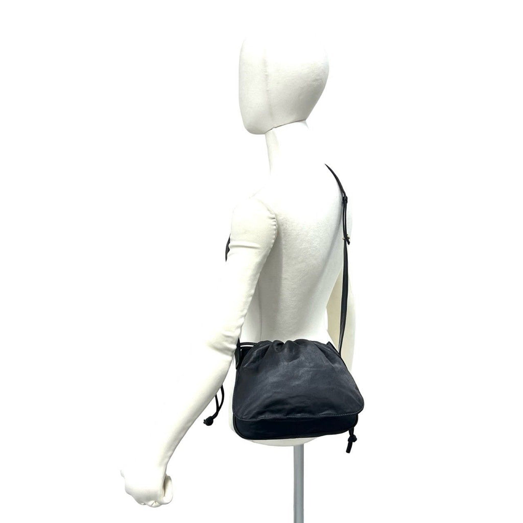 Loewe Vintage Anagram Logo Nappa Leather Drawstring Shoulder Bag Pochette Dark — view 2