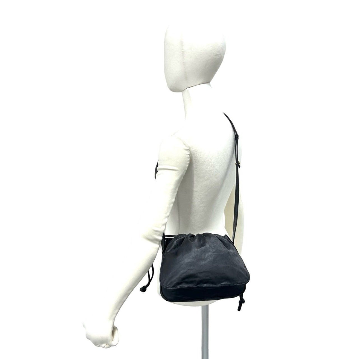 Loewe Vintage Anagram Logo Nappa Leather Drawstring Shoulder Bag Pochette Dark — view 2