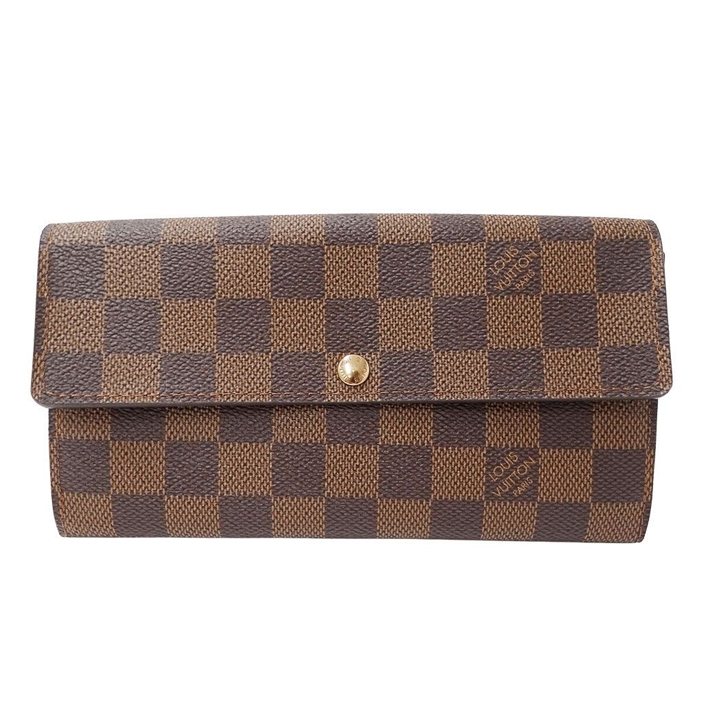 Louis Vuitton Wallet Damier Canvas Portefeuille Sarah Brown Flap Style