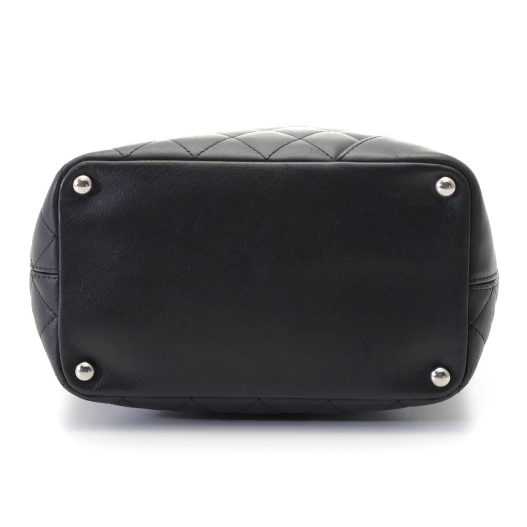 Chanel Cambon Line Medium Tote Handbag Calfskin Black White Silver — view 3
