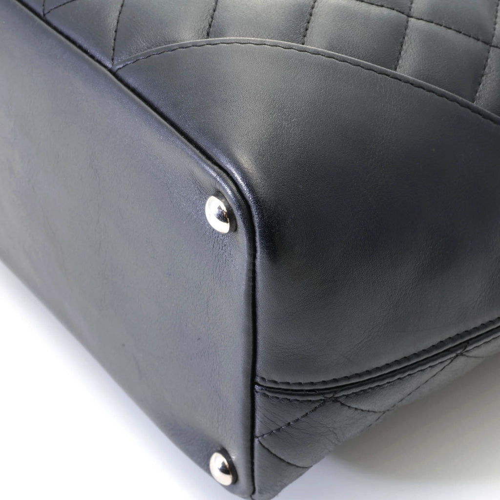 Chanel Cambon Line Medium Tote Handbag Calfskin Black White Silver — view 5