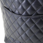 Chanel Cambon Line Medium Tote Handbag Calfskin Black White Silver — view 7