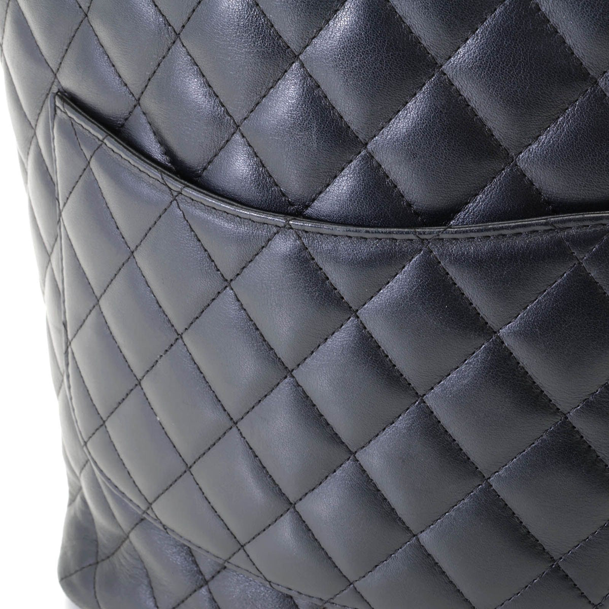 Chanel Cambon Line Medium Tote Handbag Calfskin Black White Silver — view 7