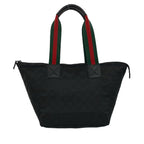 Gucci Sherry Line GG Pattern Logo Nylon Leather Tote Shoulder Bag Black — view 3