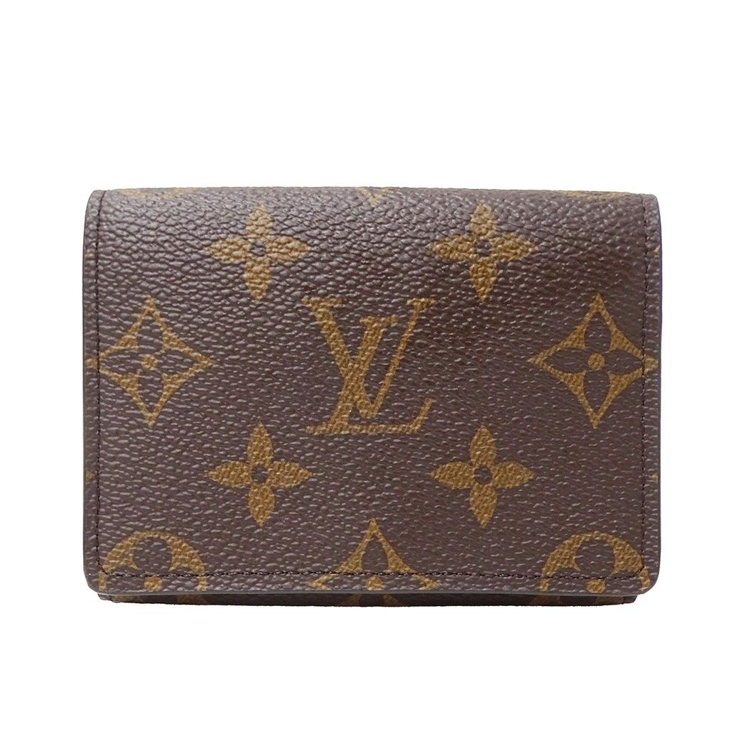 Louis Vuitton Card Case Monogram Canvas Envelope Business Holder Brown Work