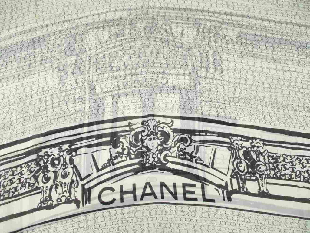 Chanel Shawl Cambon Street Silk Large Scarf CC Logo Print Ivory — view 3