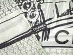 Chanel Shawl Cambon Street Silk Large Scarf CC Logo Print Ivory — view 4