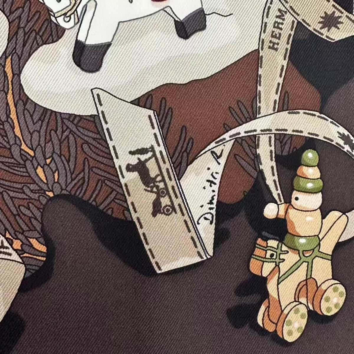 Hermes Scarf Silk Carre 90 Noel Au 24 Faubourg Christmas at No Brown — view 7