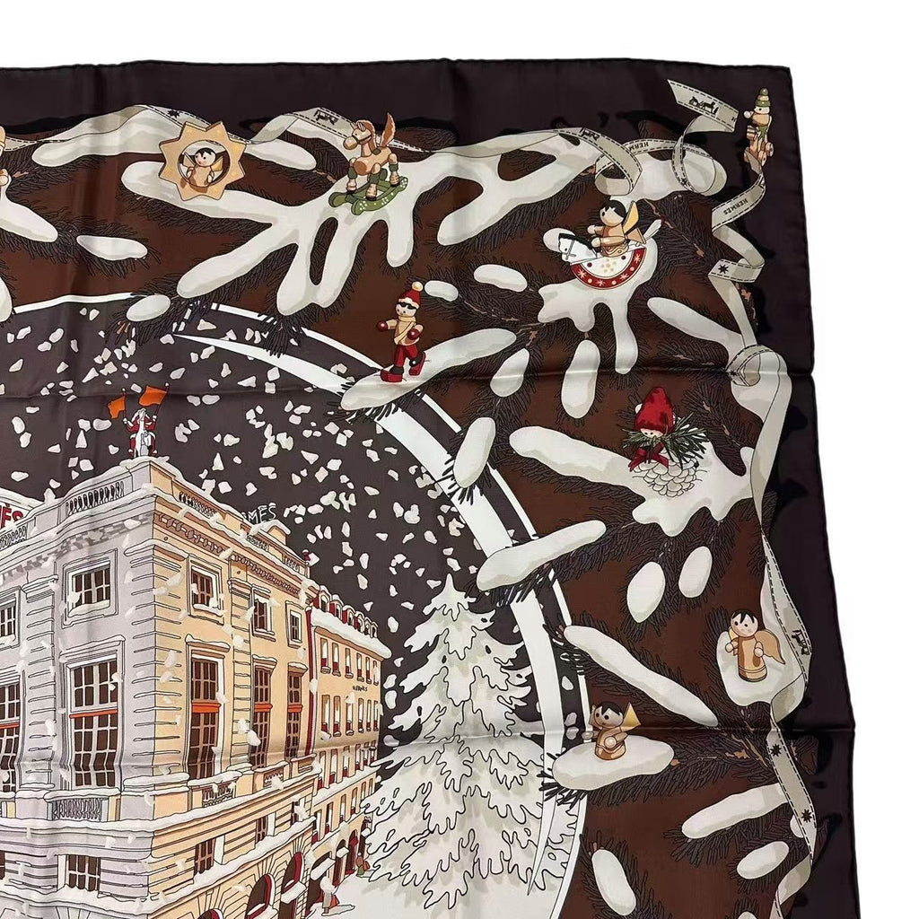 Hermes Scarf Silk Carre 90 Noel Au 24 Faubourg Christmas at No Brown — view 4