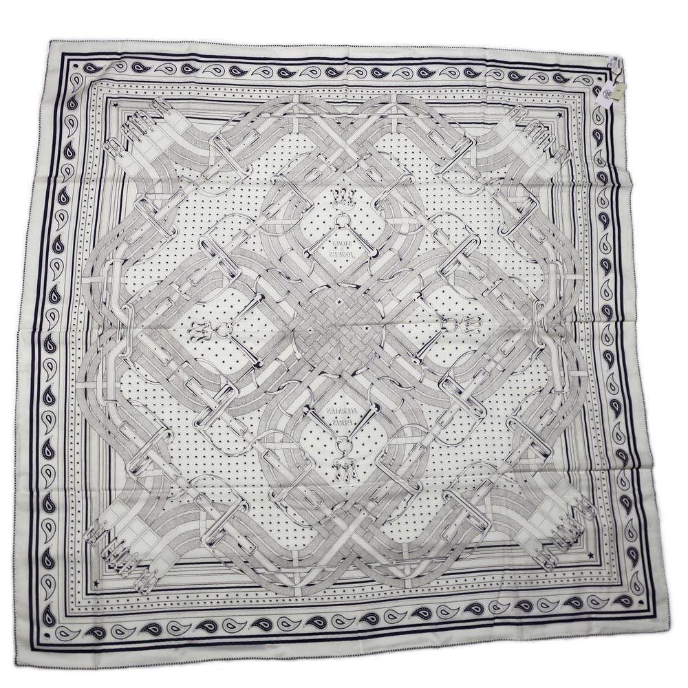 Hermes Carre 140 Mors a Jouets Bandana White Shawl Cashmere Silk Scarf — view 2