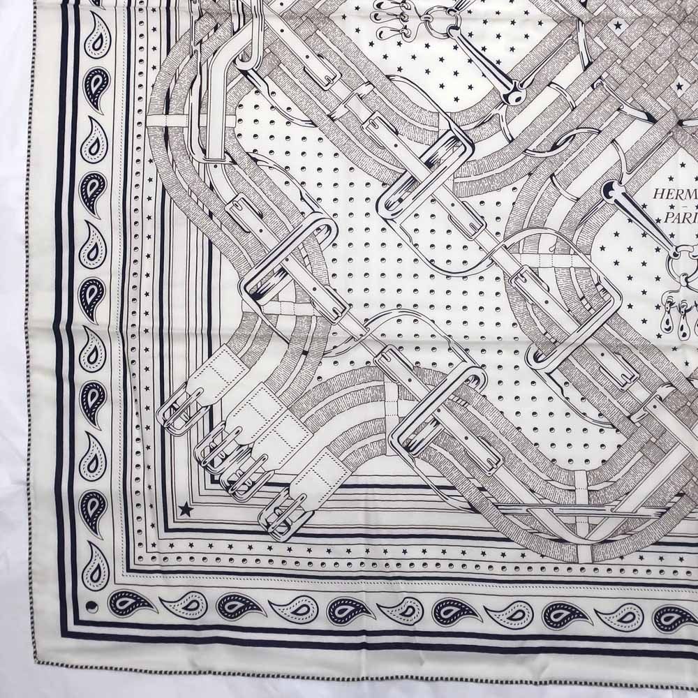 Hermes Carre 140 Mors a Jouets Bandana White Shawl Cashmere Silk Scarf — view 4