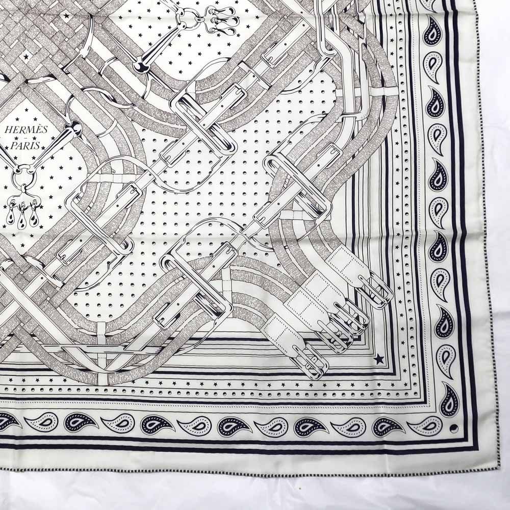 Hermes Carre 140 Mors a Jouets Bandana White Shawl Cashmere Silk Scarf — view 6