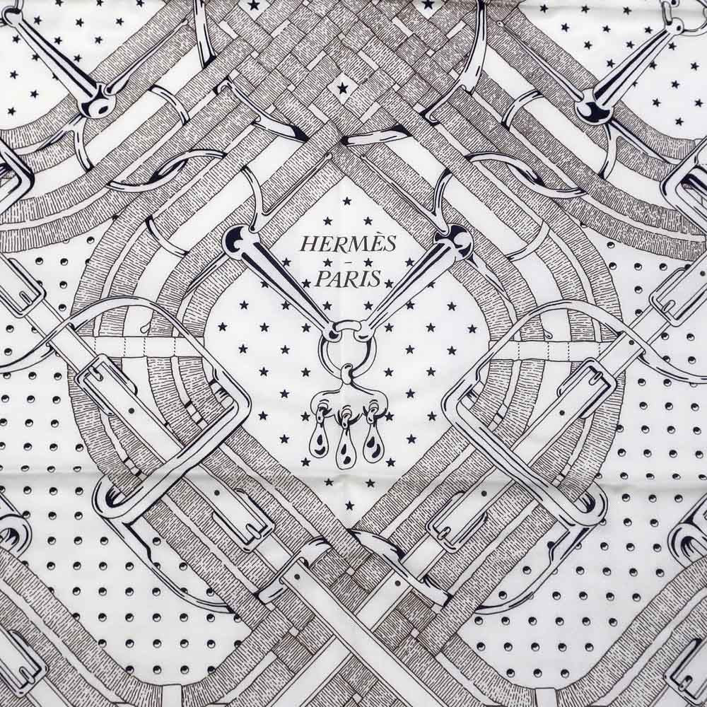 Hermes Carre 140 Mors a Jouets Bandana White Shawl Cashmere Silk Scarf — view 7