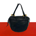 Loewe Vintage Anagram Logo Nappa Leather Shoulder Bag Black