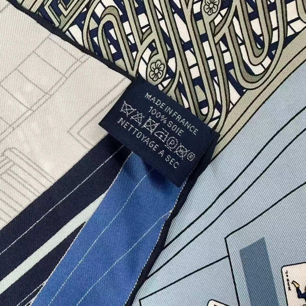 Hermes Carre 90 Mystere AU 24 Address Mystery Scarf Silk Navy — view 8
