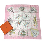 Hermes Scarf Silk Carre 90 les Triples de Paris Mischievous Triplets Pink