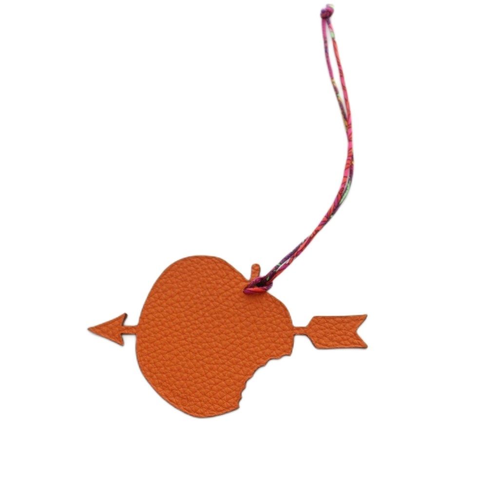 Hermes Petit H Bag Charm Heart Motif Arrow Leather Red — view 2