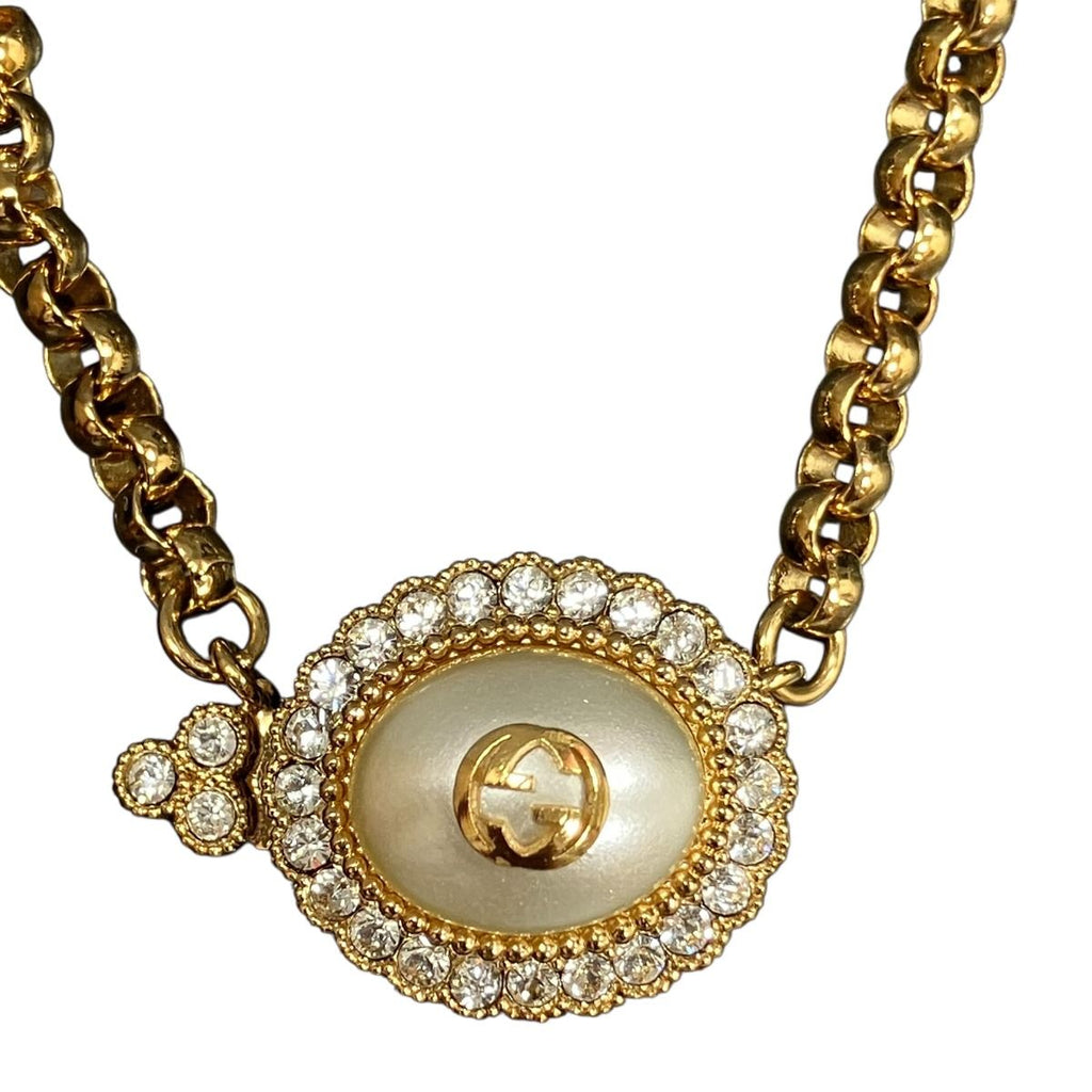 Gucci Double G Necklace 42 Rhinestone