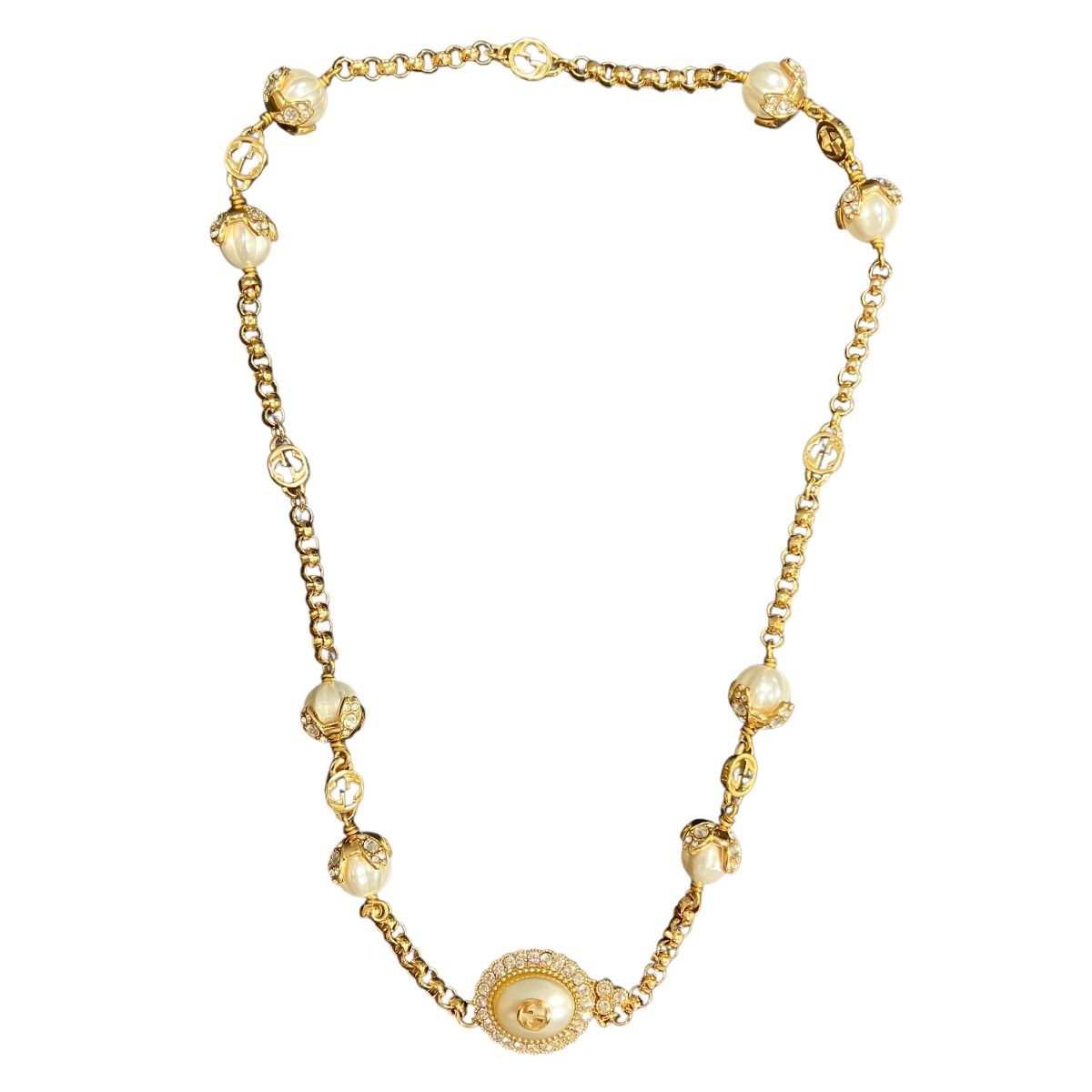 Gucci Double G Necklace 42 Rhinestone — view 8