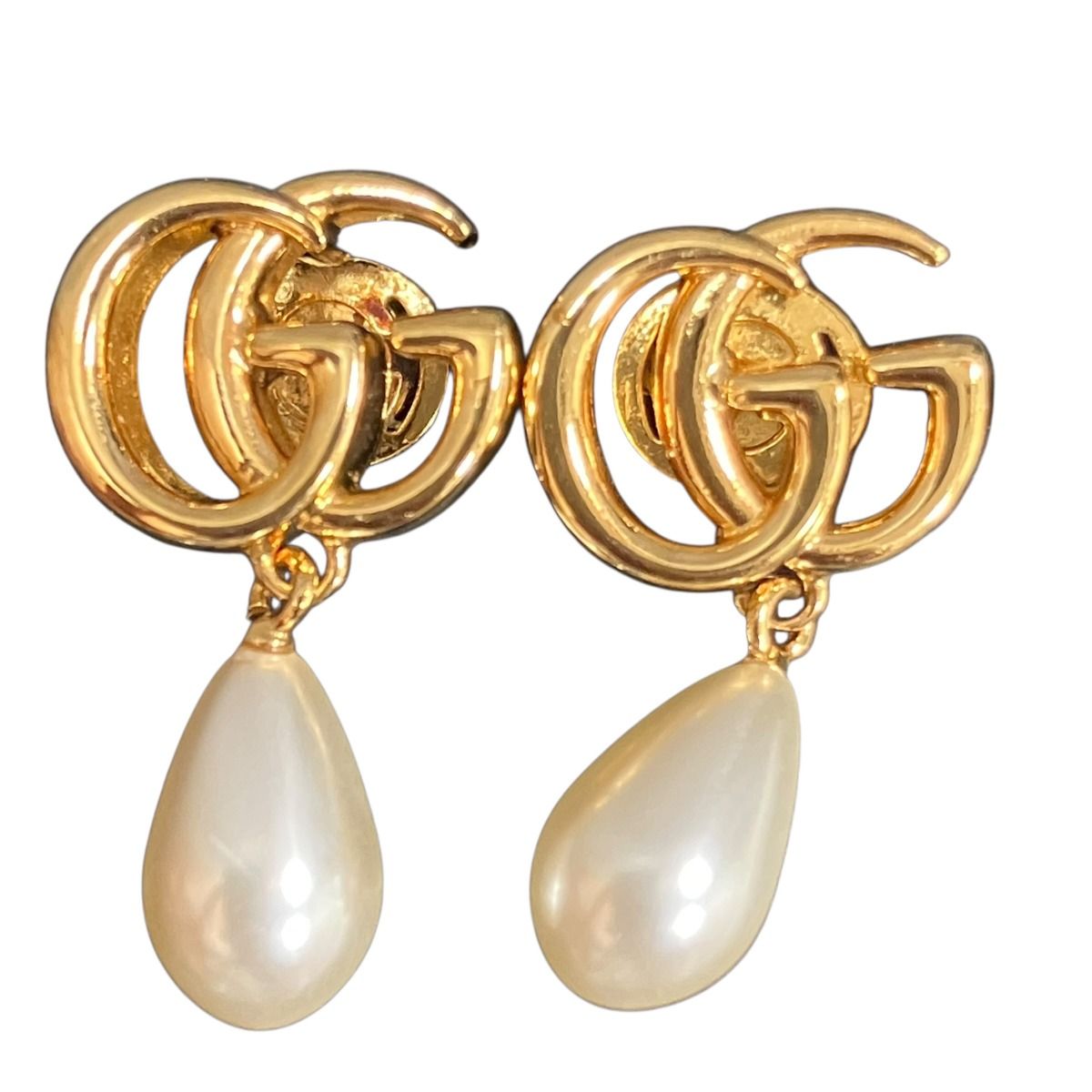 Gucci Double G Pearl Drop Earrings