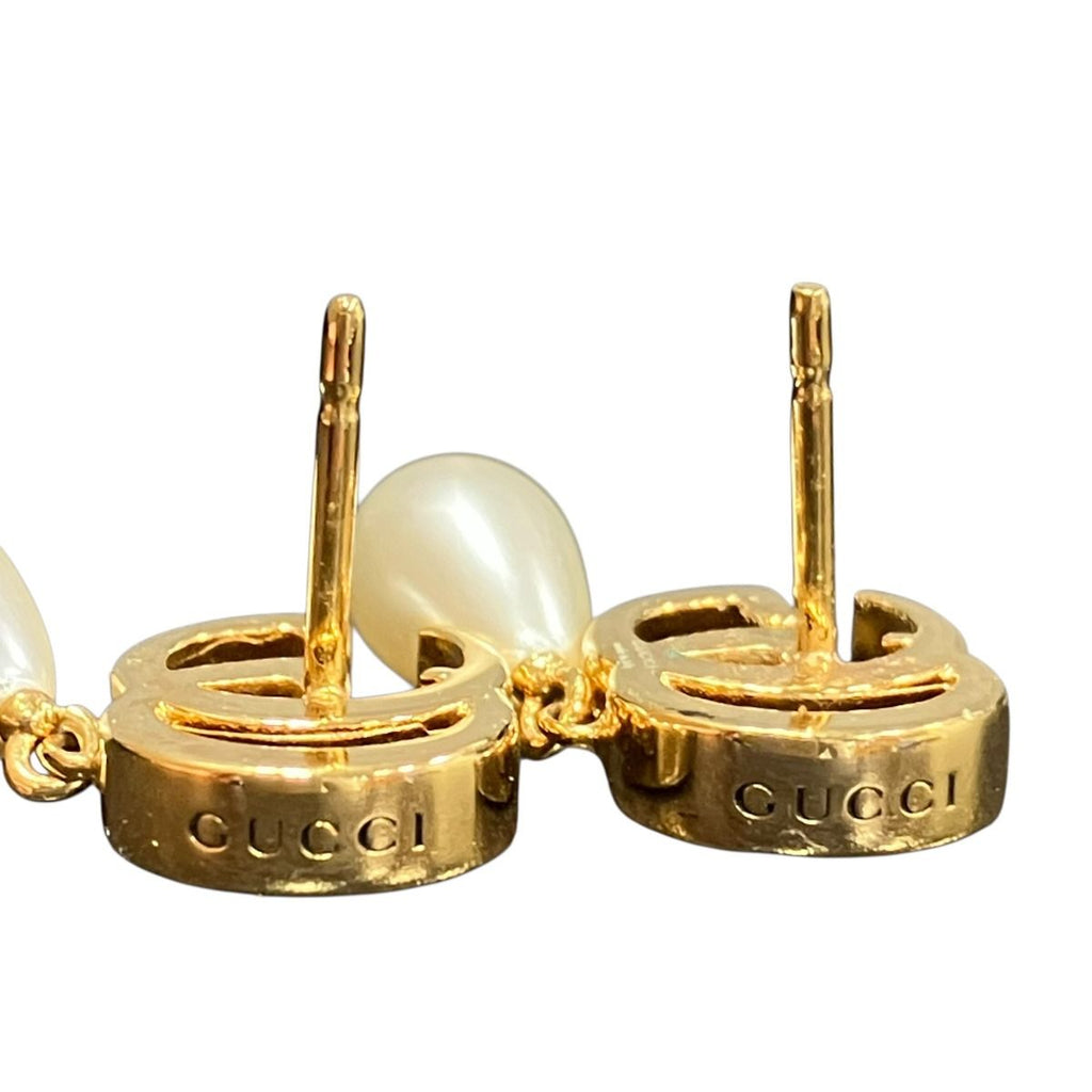 Gucci Double G Pearl Drop Earrings — view 8