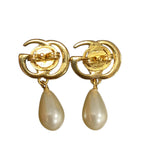 Gucci Double G Pearl Drop Earrings — view 3