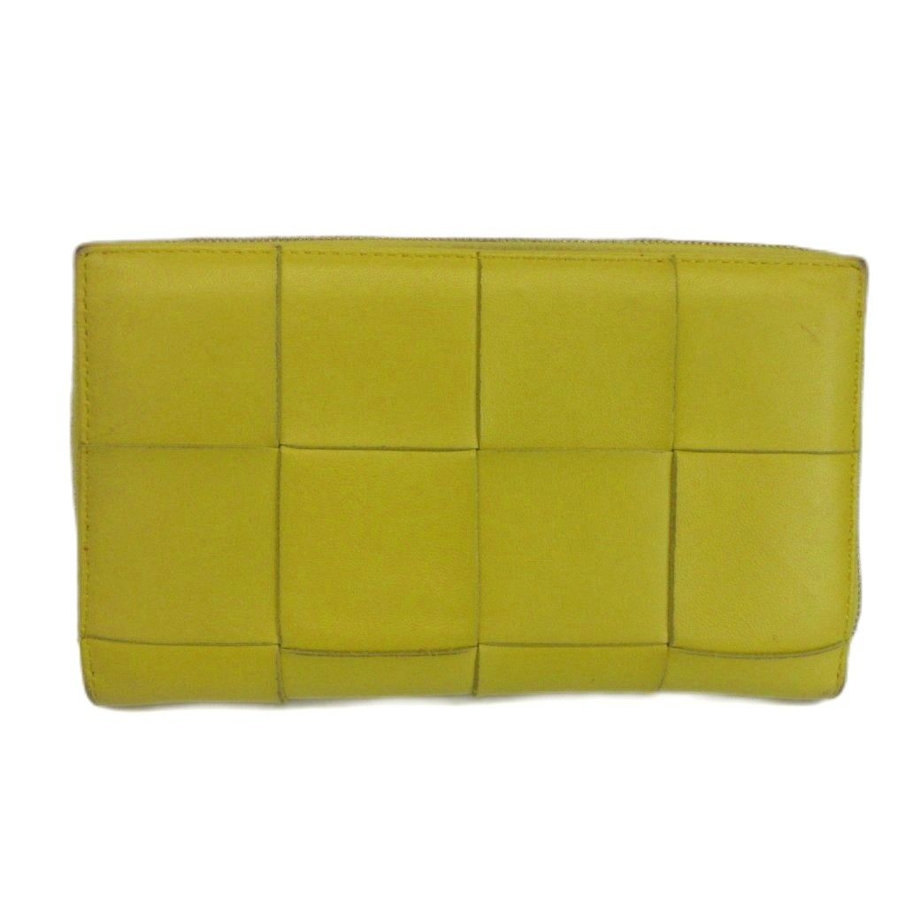 Bottega Veneta Cassette Wallet Leather Zip Around Maxi Intrecciato Yellow — view 2