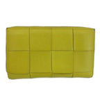 Bottega Veneta Cassette Wallet Leather Zip Around Maxi Intrecciato Yellow