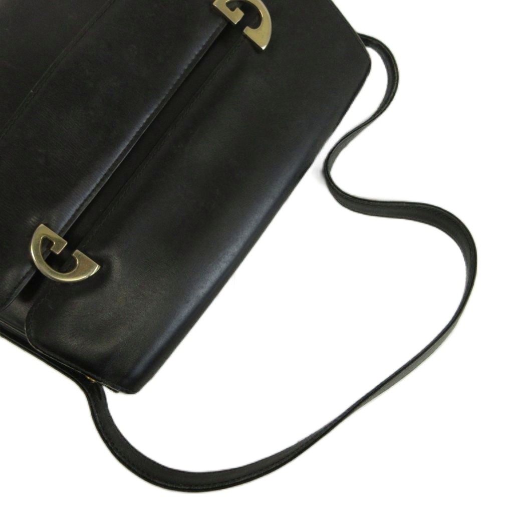 Gucci Vintage Handbag Leather G Logo Gold Black — view 7